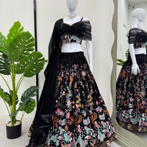 Heavy Embroidered Velvet Lehenga - Image 2