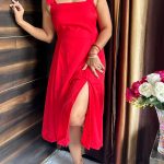 Shoulder Knot Side Slit Dress