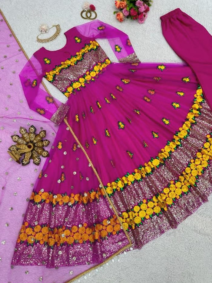 Vibrant Anarkali Set with Dupatta - Image 4