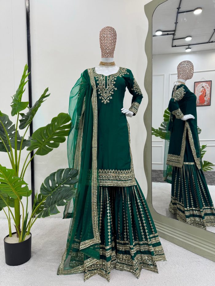 Embroidered Sharara Set - Image 2