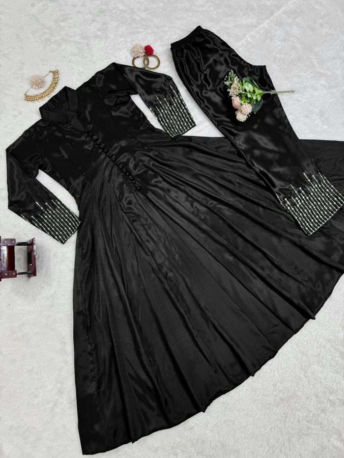Front Slit Anarkali Pant Set - Image 15