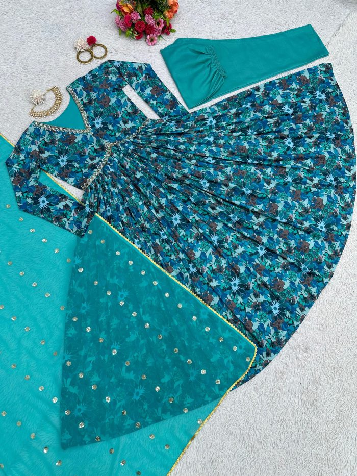 Alia Cut Anarkali in Blue - Image 9