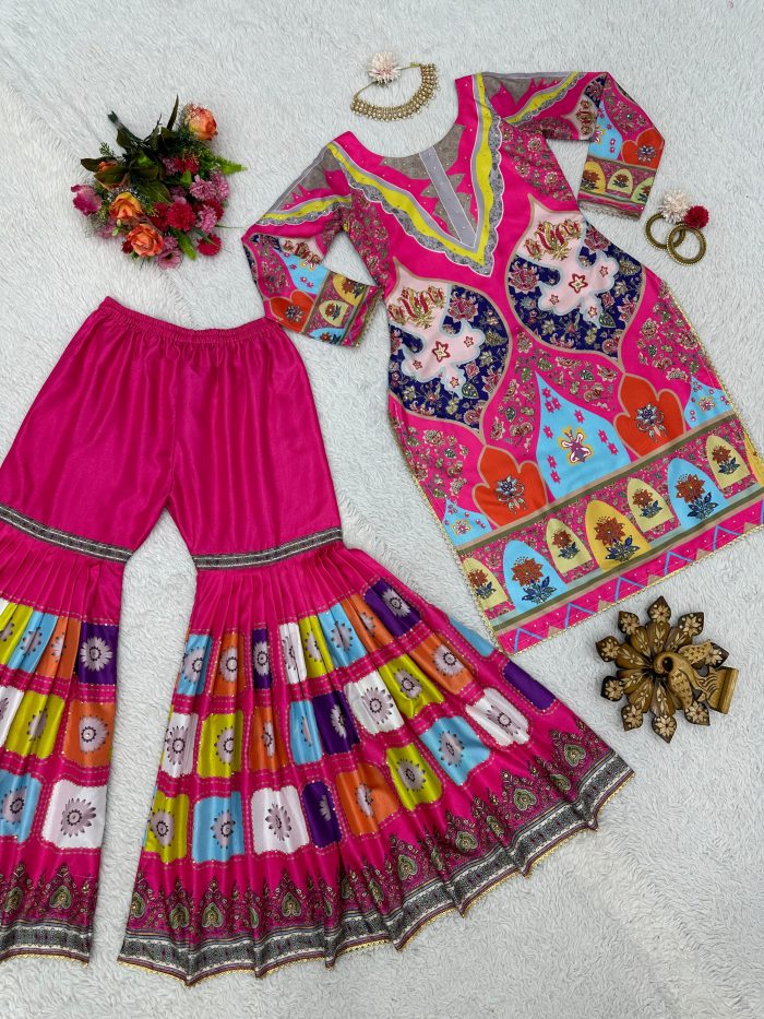 Karachi Work Kurta Sharara Set - Image 8