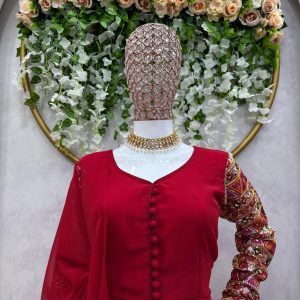 Thread Work Palazzo Set with Dupatta - Image 3