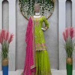 Sharara Set in Parrot Green
