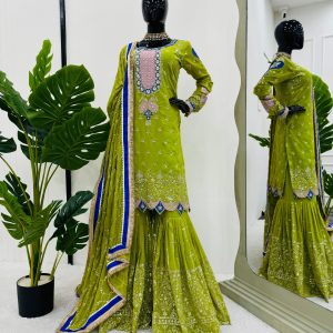Parrot Green Sharara Set
