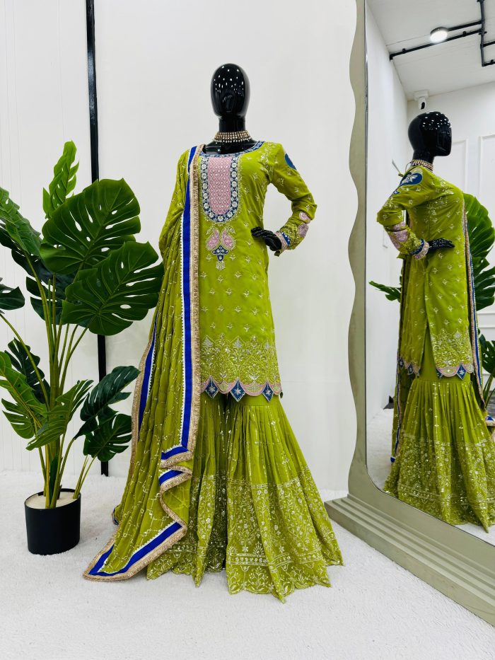 Parrot Green Sharara Set