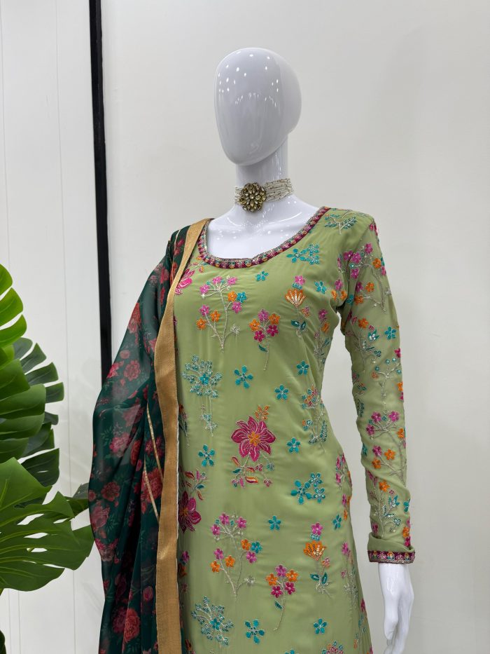 Printed Embroidered Palazzo Set - Image 3