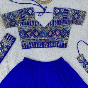 Crop Top Palazzo Set in Blue - Image 5