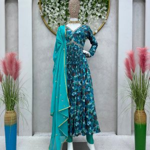 Alia Cut Anarkali in Blue - Image 3
