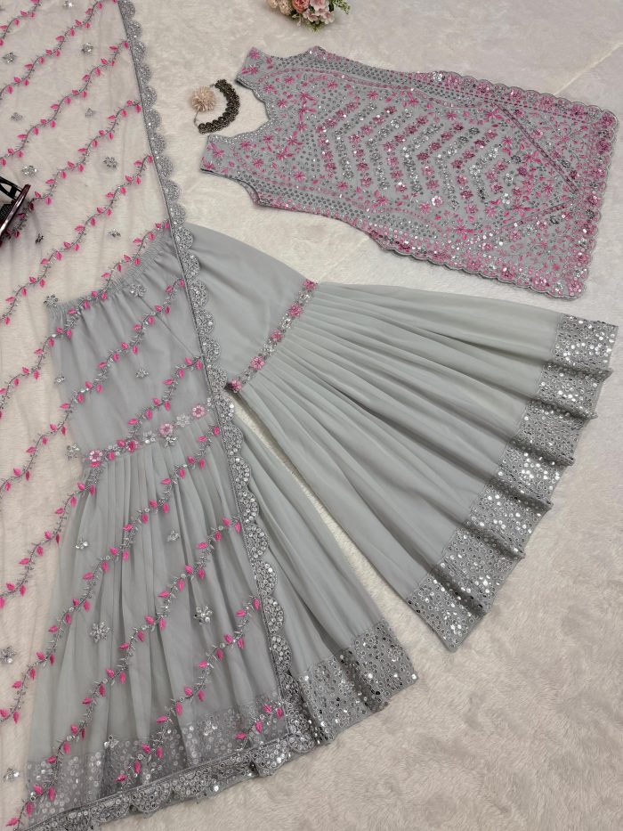 Designer Cocktail Sharara Set - Image 7