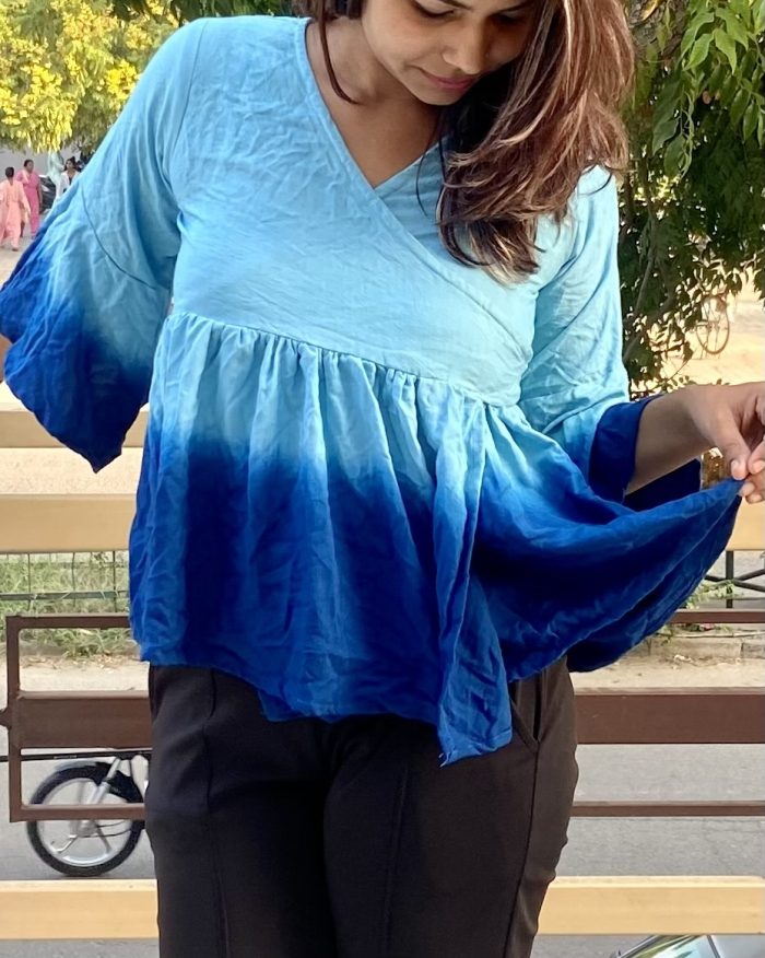 Ombre Wrap Around Peplum Top - Image 5