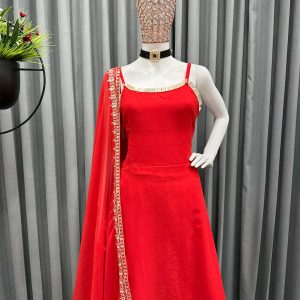 Asymmetric Hem Kurta Set with Dupatta - Image 11