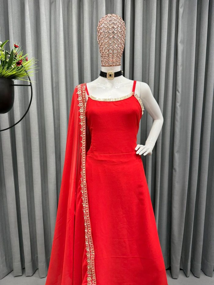 Asymmetric Hem Kurta Set with Dupatta - Image 11