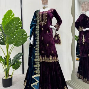 Velvet Sharara Set