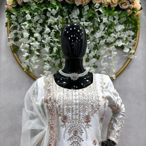 Designer Sharara Set in White - Image 3