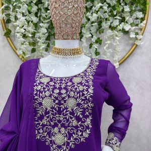 Cutwork Kurta Set with Palazzo and Dupatta - Image 6