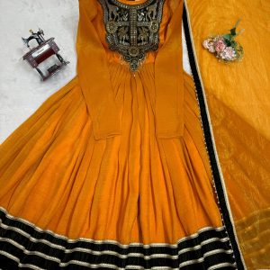 Gold Crush with Velvet Anarkali - Image 6