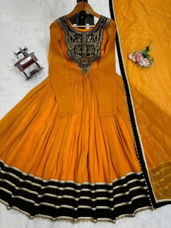 Gold Crush with Velvet Anarkali - Image 6