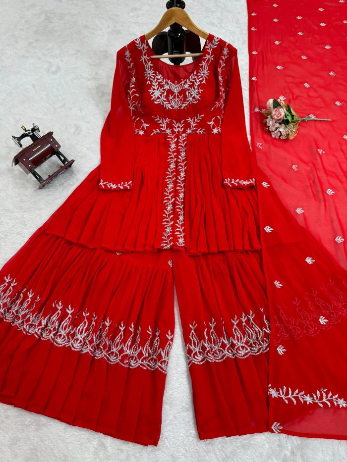 Red Sharara Set - Image 4