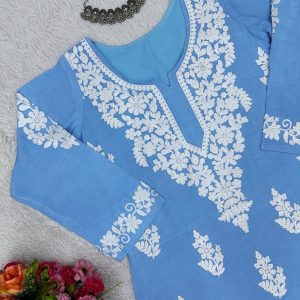 Chainstitch Work Rayon Kurta Set - Image 4