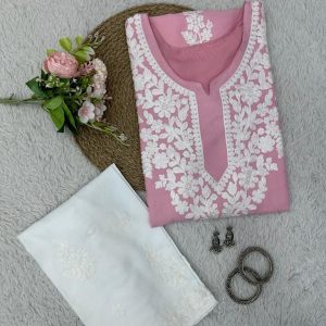 Chainstitch Work Rayon Kurta Set - Image 11