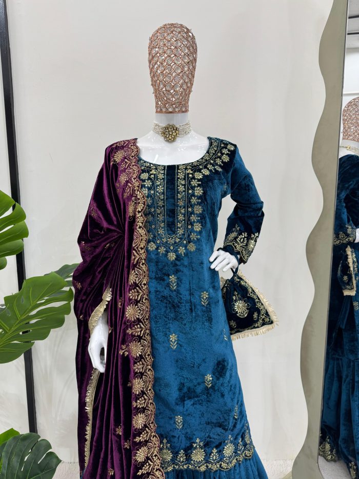 Velvet Sharara Set - Image 13