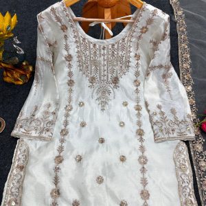 Designer Sharara Set in White - Image 6