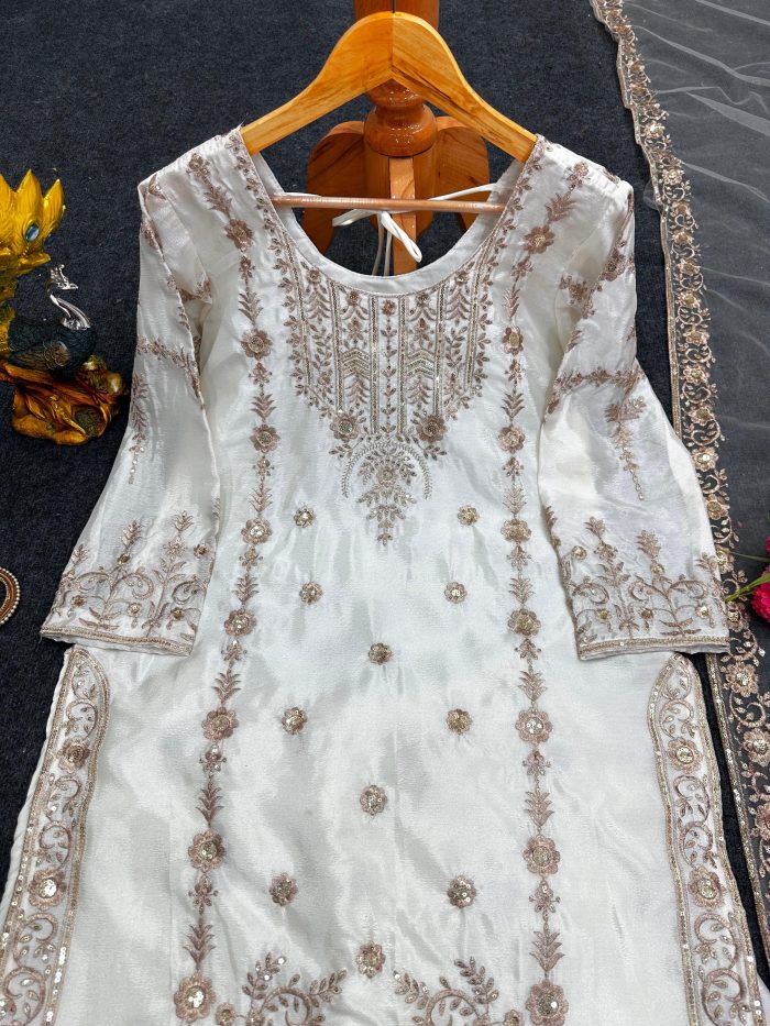 Designer Sharara Set in White - Image 6