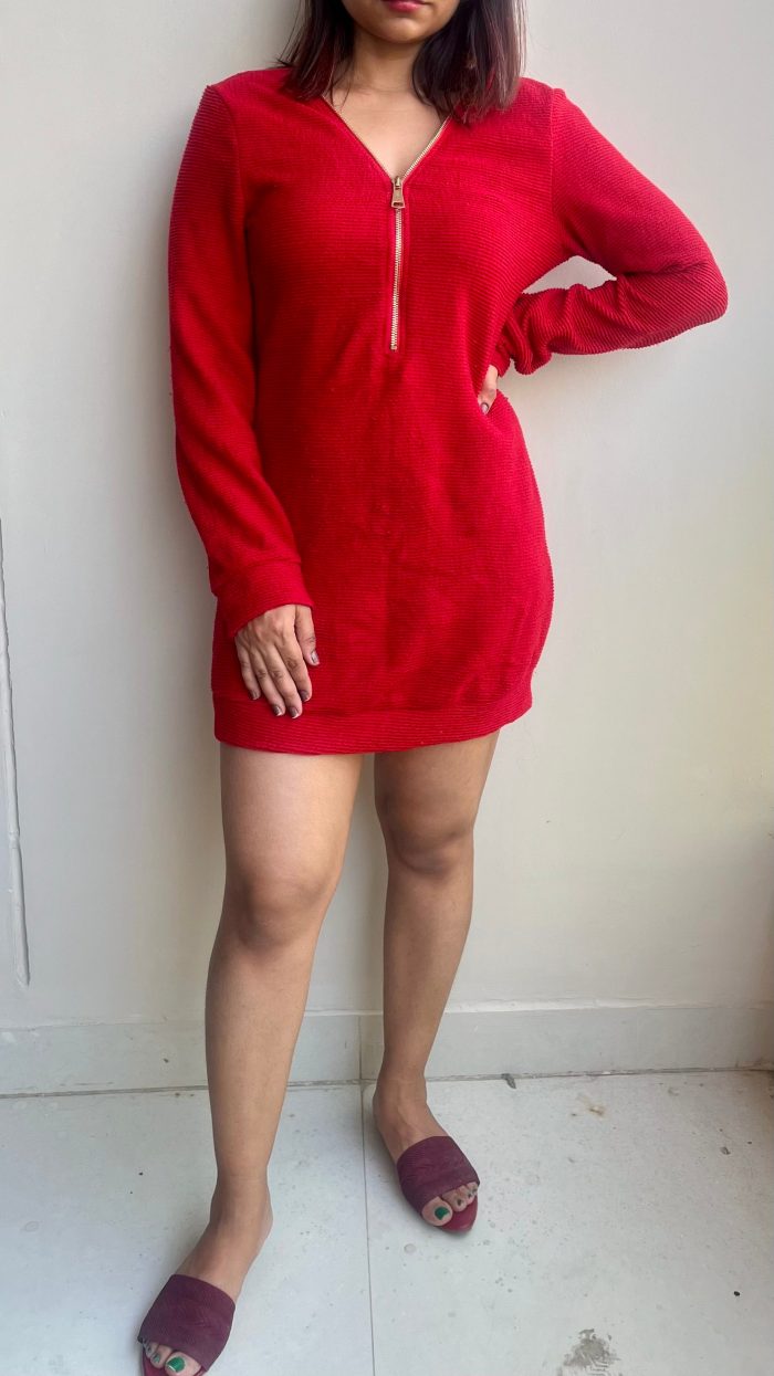 Zipper Dress in Red - Image 3