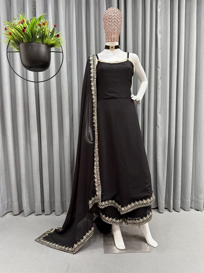 Asymmetric Hem Kurta Set with Dupatta - Image 15