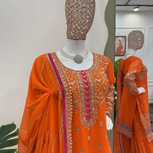 Orange Sharara Set - Image 3