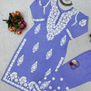 Chainstitch Work Rayon Kurta Set - Image 15