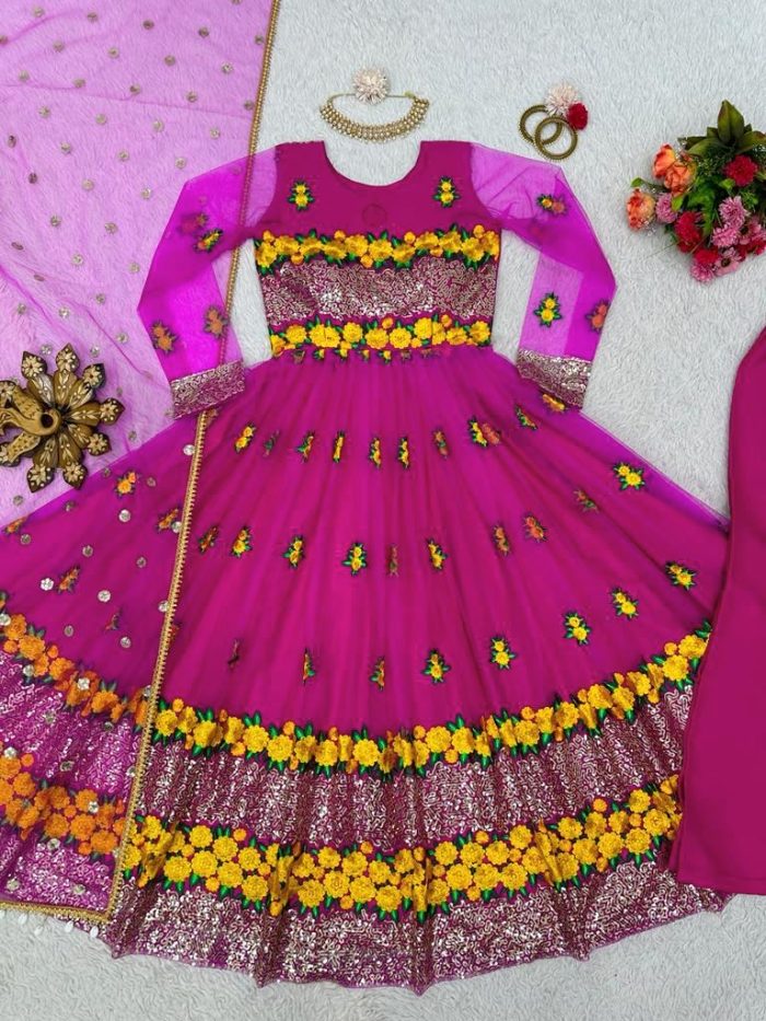 Vibrant Anarkali Set with Dupatta - Image 2