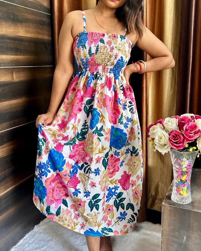 Floral Smocked Dress - Image 4