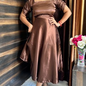Ruched Sleeve Satin Dress - Image 5