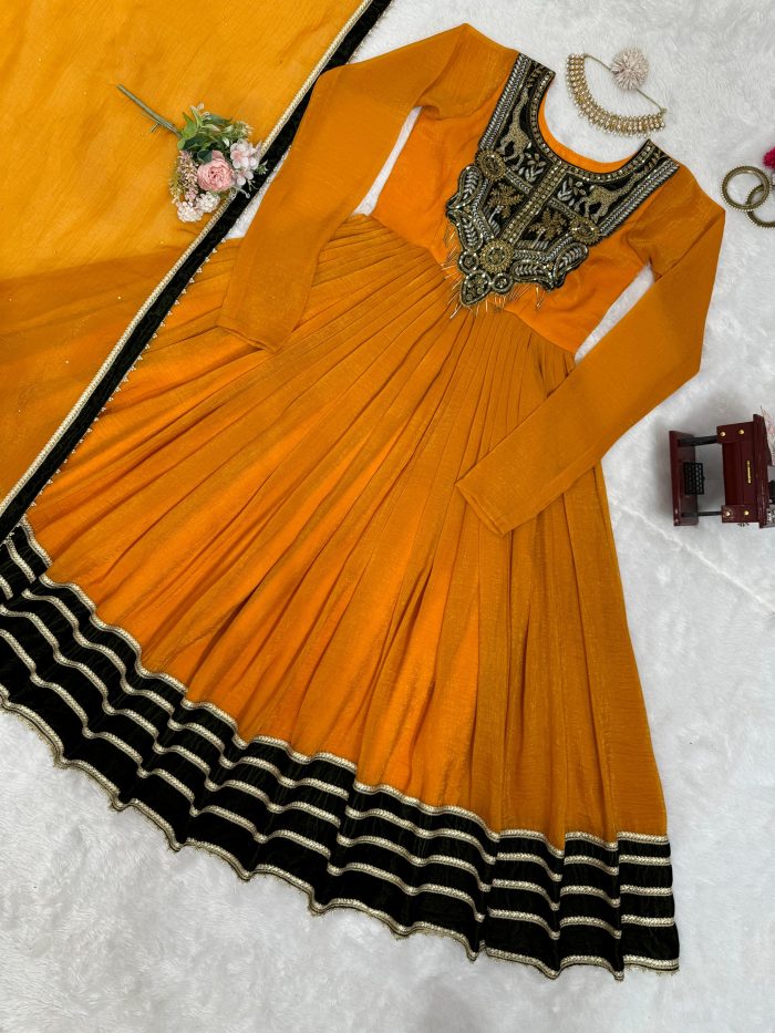 Gold Crush with Velvet Anarkali - Image 5