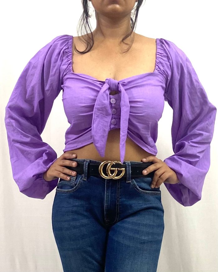 Front Knot Top with Balloon - Image 2