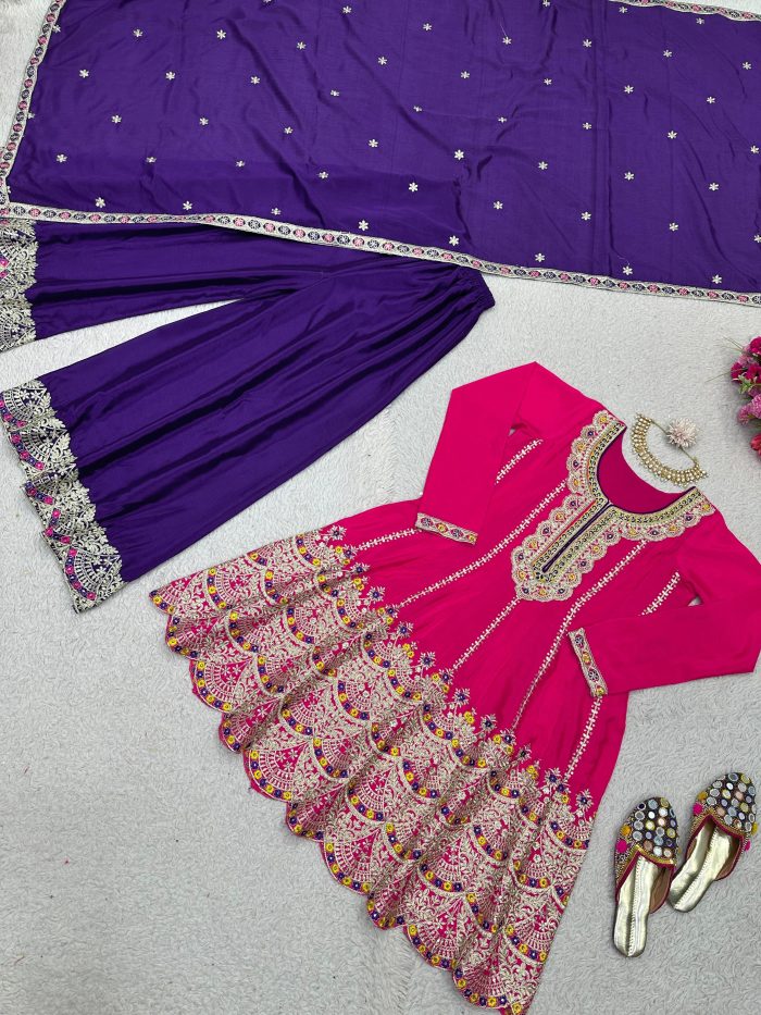 Designer Embroidered Sharara Set - Image 4