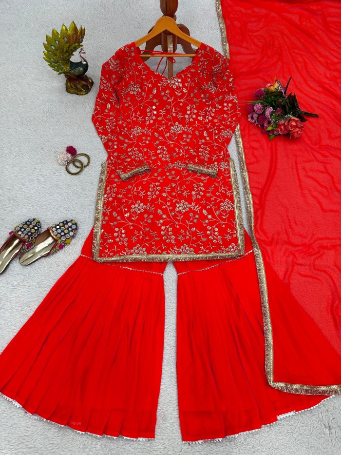 Embroidered Sharara Set - Image 4