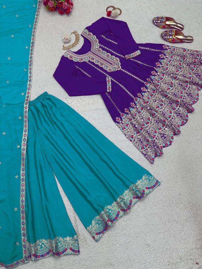 Designer Embroidered Sharara Set - Image 11