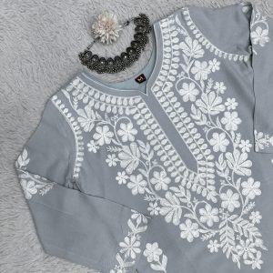 Chain stitch work Rayon Kurta Set - Image 6