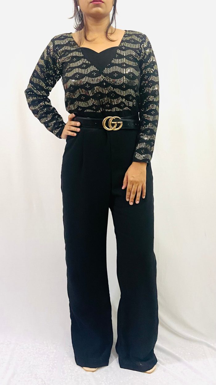 Designer Sequins Jumpsuit with Pockets - Image 3