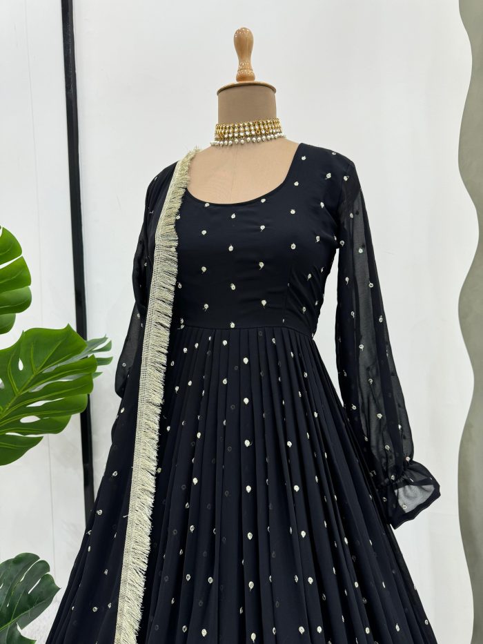 Designer Anarkali Dress in Black - Image 3