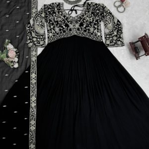 Designer Anarkali Gown in Black - Image 5