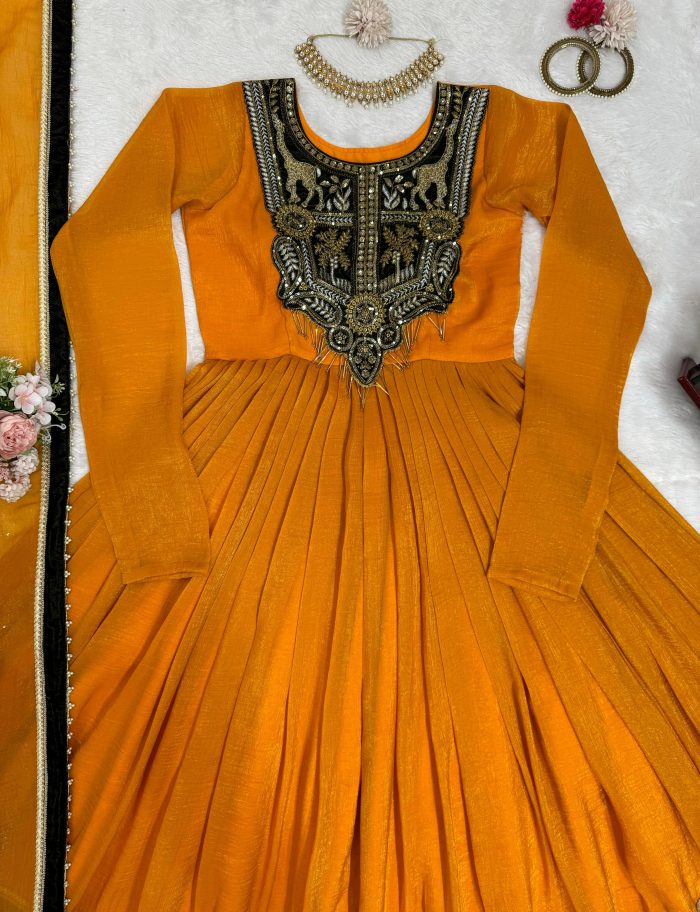 Gold Crush with Velvet Anarkali - Image 9