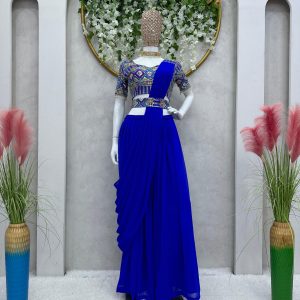 Crop Top Palazzo Set in Blue