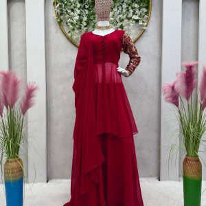 Thread Work Palazzo Set with Dupatta