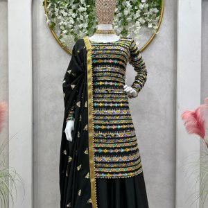 Embroidered Kurta Sharara Set - Image 2