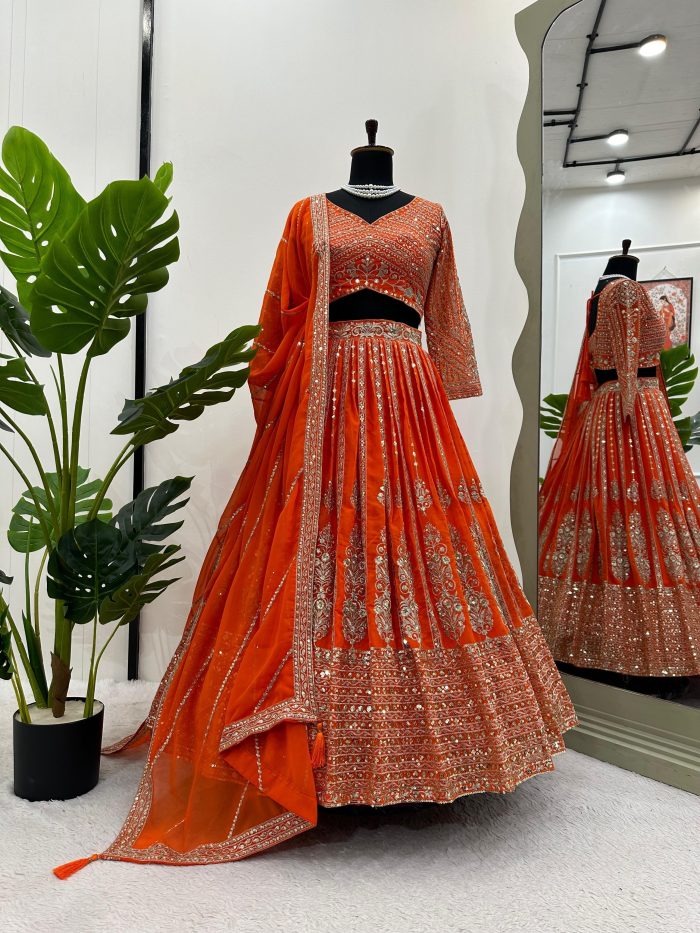 Sequins Embroidered Bridal Lehenga Set - Image 10